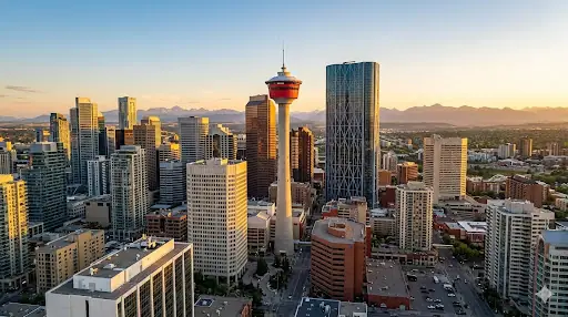 Calgary, Alberta skyline at golden hour
