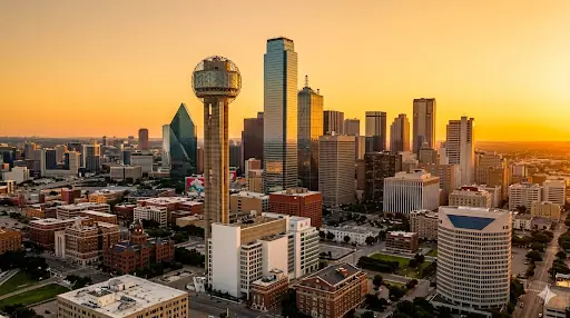 Dallas, Texas skyline at golden hour