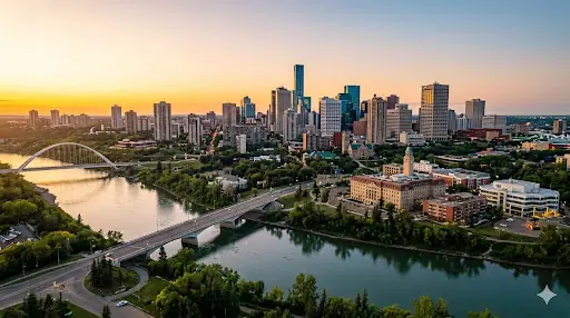 Edmonton, Alberta skyline at golden hour