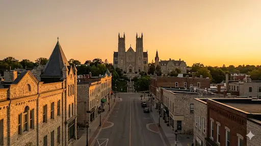 Guelph, Ontario skyline at golden hour