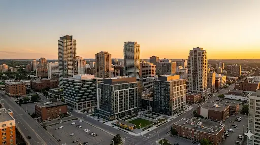 Hamilton, Ontario skyline at golden hour