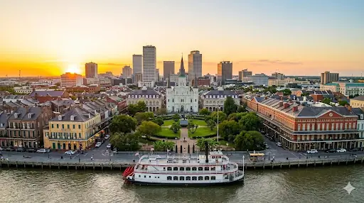 New Orleans, Louisiana skyline at golden hour