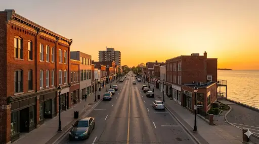 Oakville, Ontario skyline at golden hour