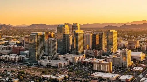 Phoenix, Arizona skyline at golden hour