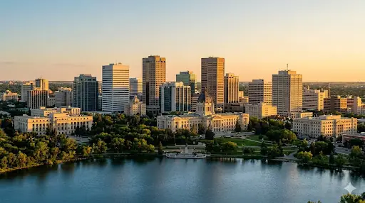 Regina, Saskatchewan skyline at golden hour