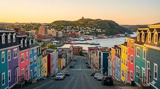 St. John's, Newfoundland skyline at golden hour