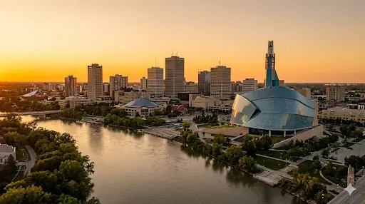Winnipeg, Manitoba skyline at golden hour